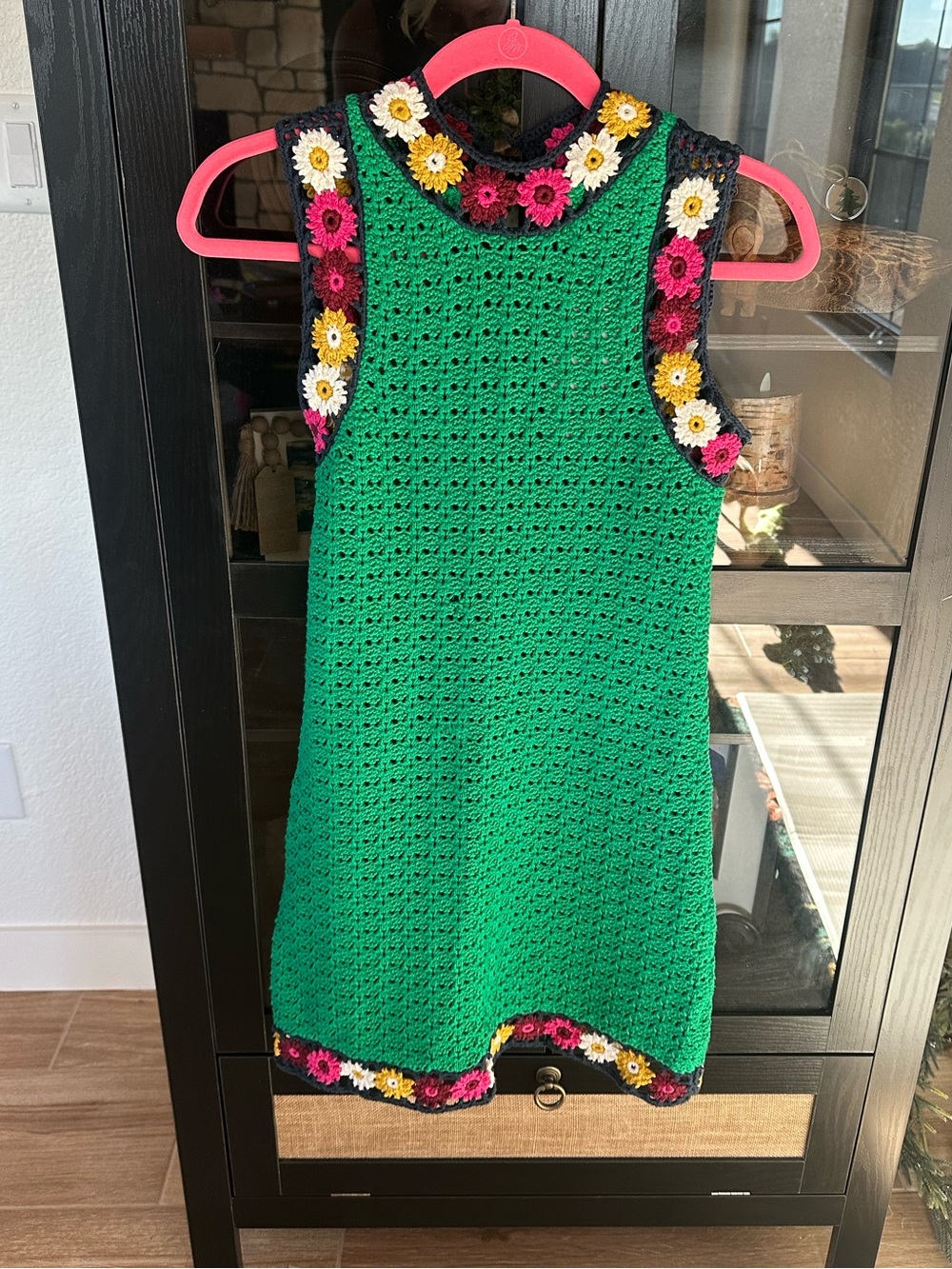 🆕NWT Zara FLORAL GREEN CROCHET KNIT COTTON DRESS LIMITED EDITION SZ S - Picture 3 of 6